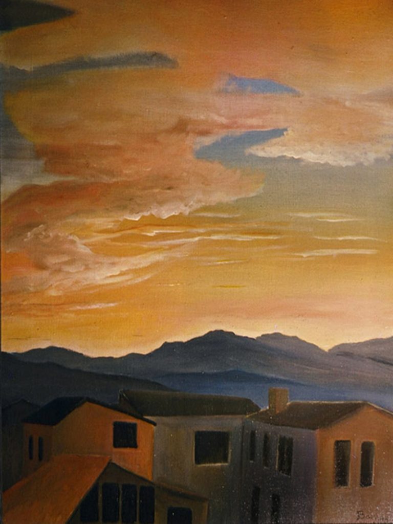 Sunset Tucson 1974 - oil painting on canvas - esem art studio