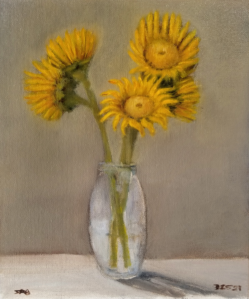 Sunflowers - oil painting on panel - esem art studio