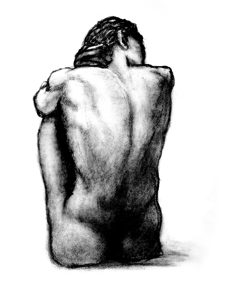 Male figure - charcoal drawing - esem art studio