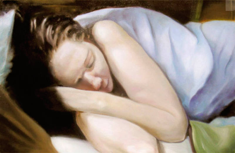 Abigail sleeping - oil painting on canvas - esem art studio