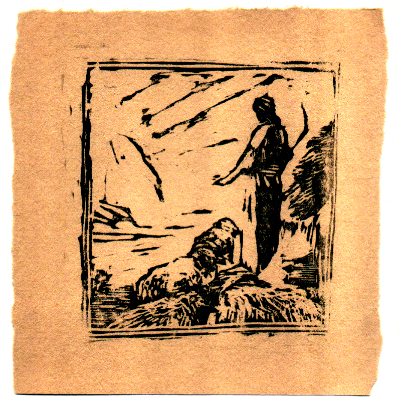 The Good Shepherd - woodcut - 1984 - esem art studio