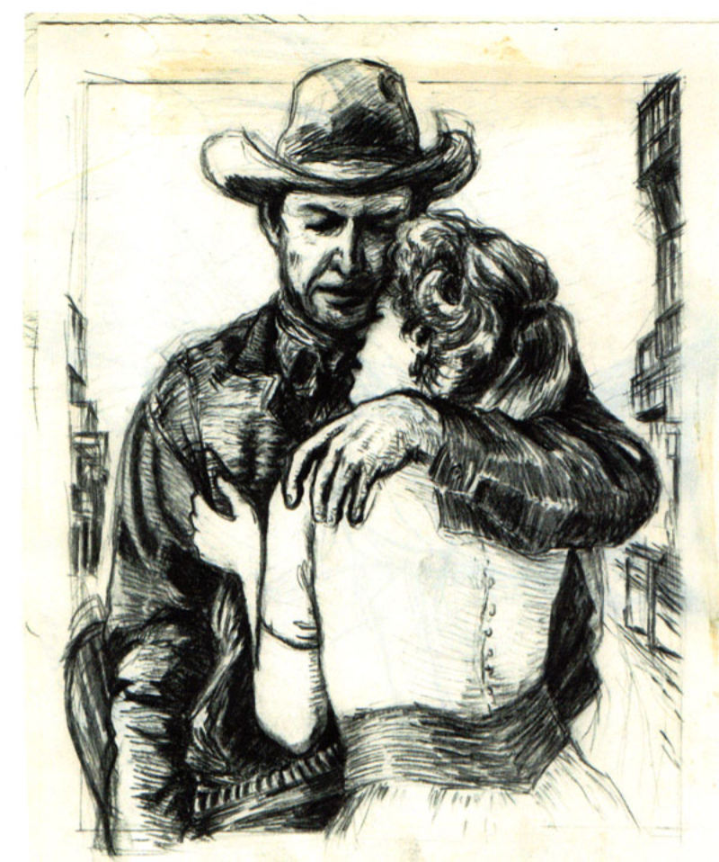 Cowboy - 1980 - pencil and ink - esem art studio