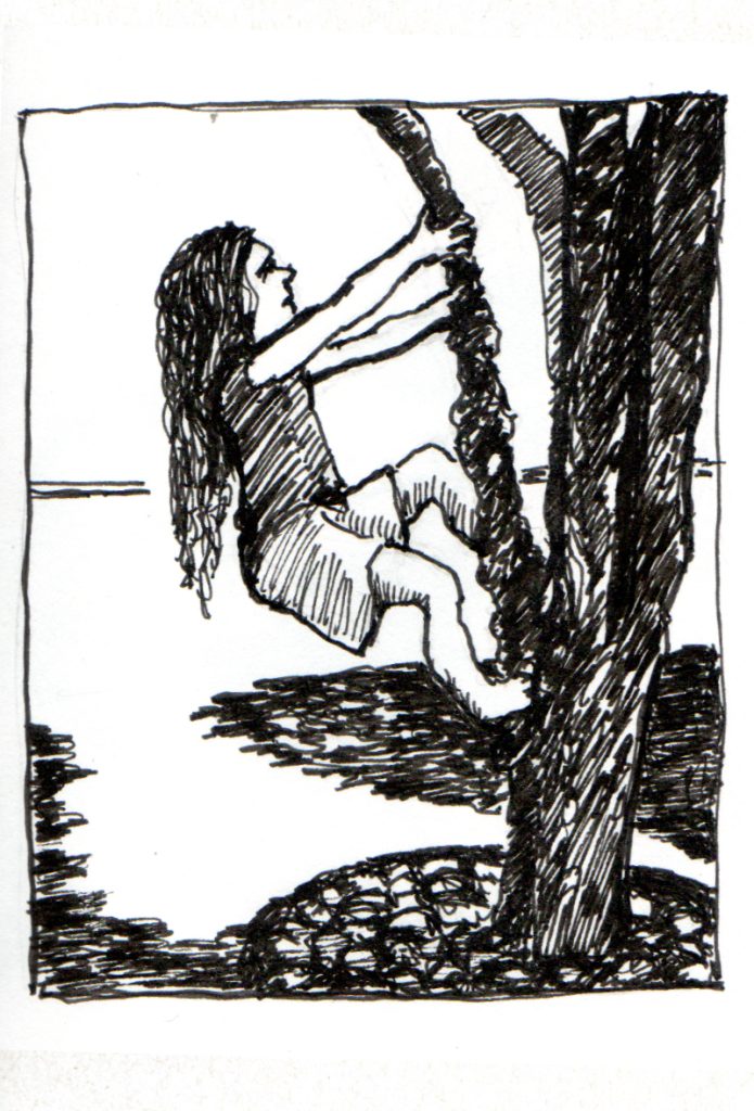 Girl climbing a tree -ink- 2014 - esem art studio